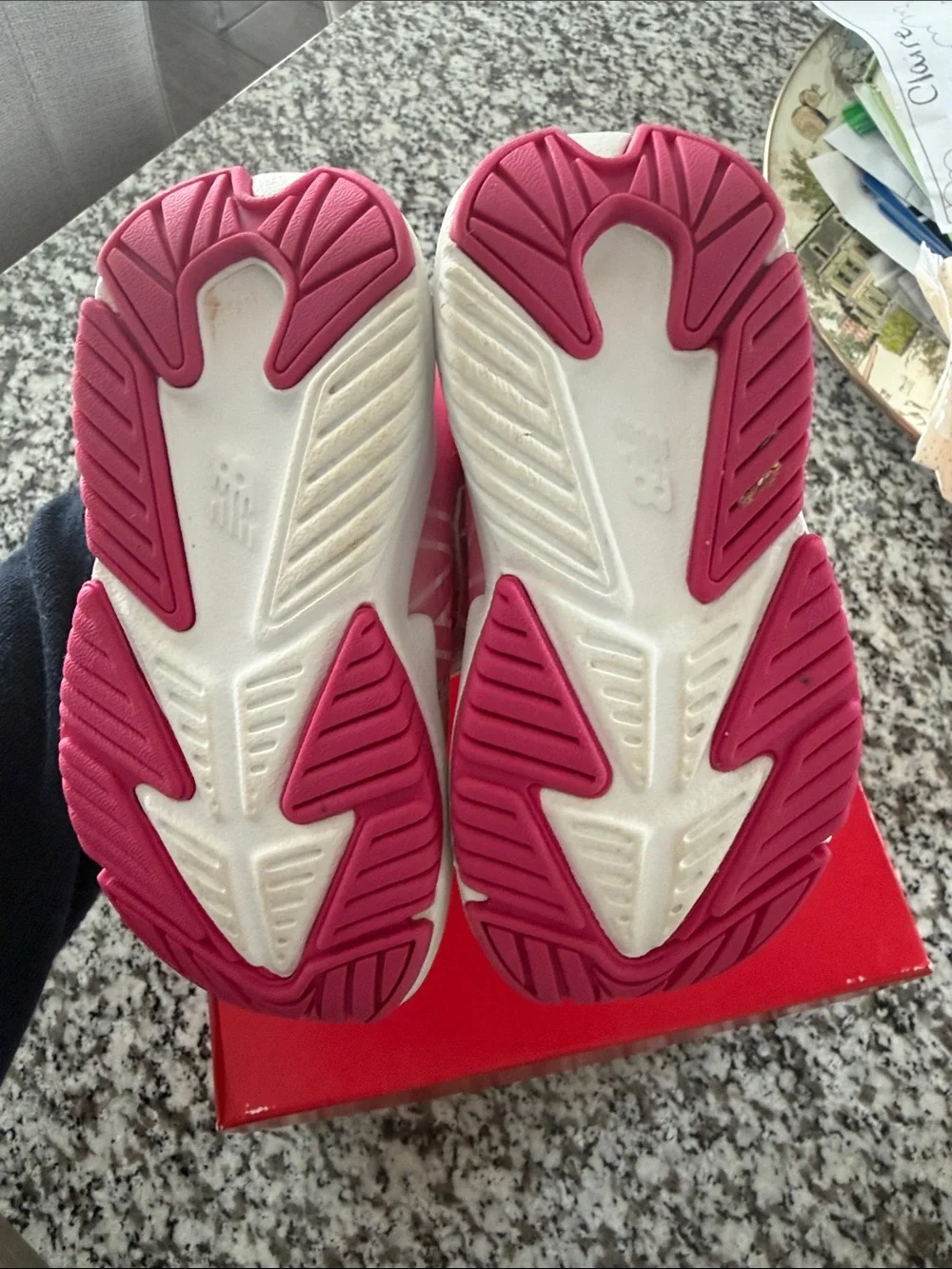 New Balance Pink and Magenta Kids Hook-and-Loop Sneakers
